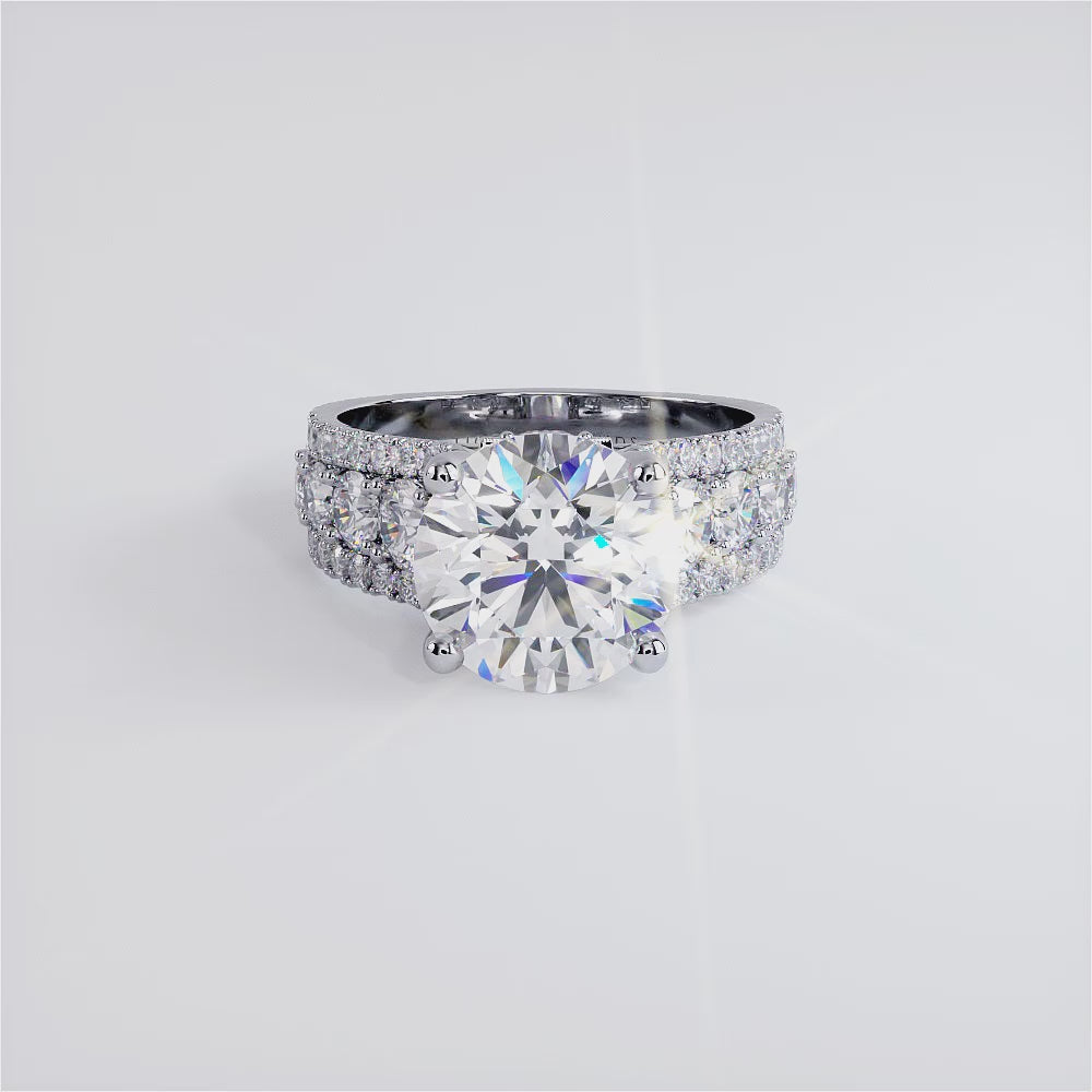 4 Carat Round Brilliant Vintage Style Graduated Cathedral Split Shank