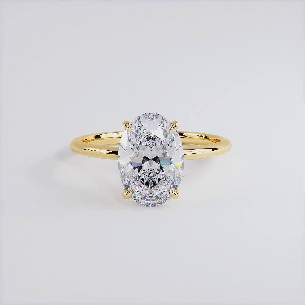 3 Carat Oval Cut Petite Wire Basket Solitaire