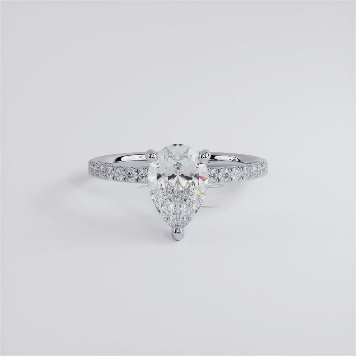 1.5 Carat Pear Shape Petite Micropavé Wire Basket