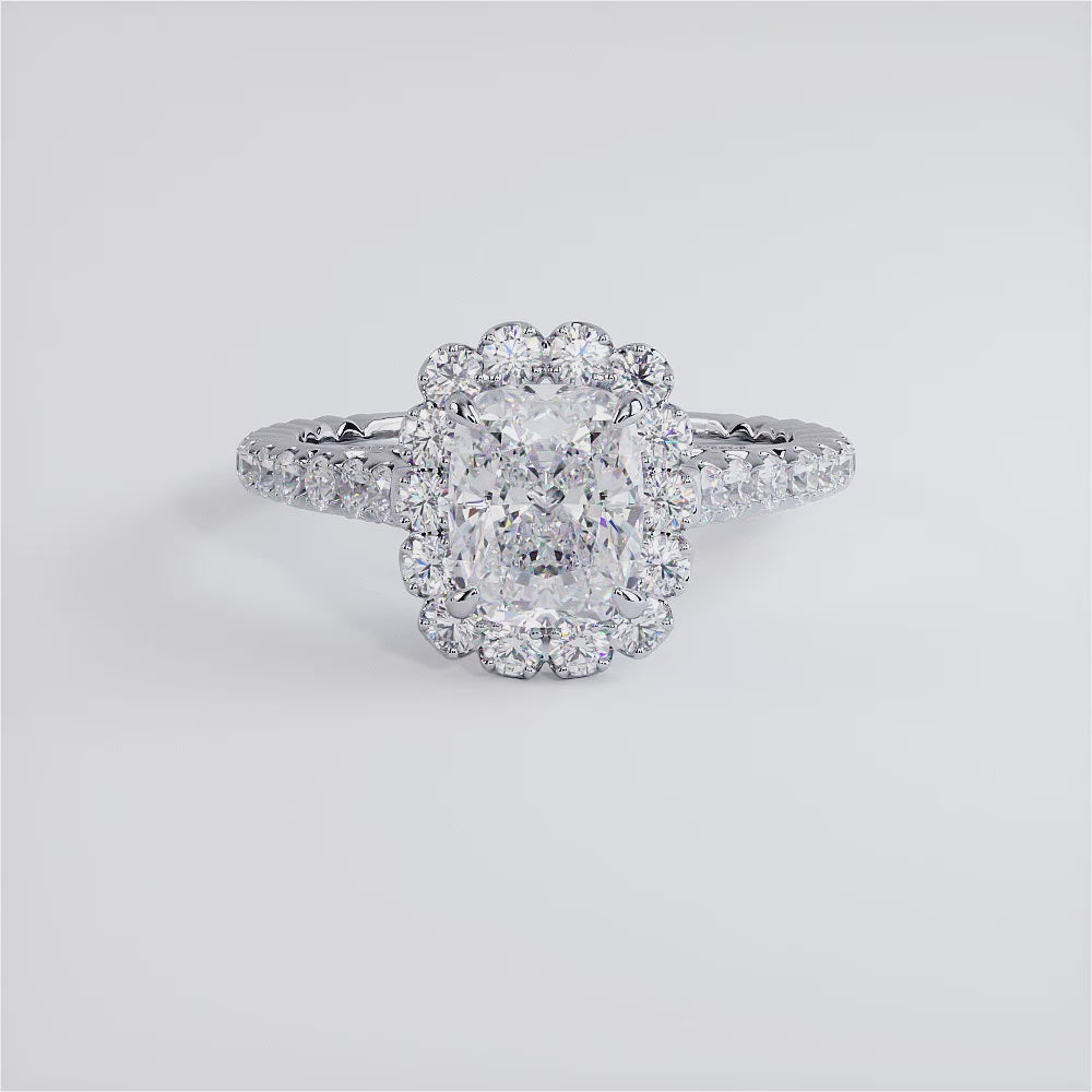1.5 Carat Cushion Cut (Long) Beaded Prong Halo Milgrain Gallery
