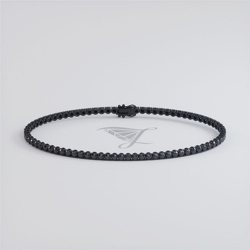 2.50ctw Round Brilliant Black Diamond Tennis Bracelet set in 14k Black Gold