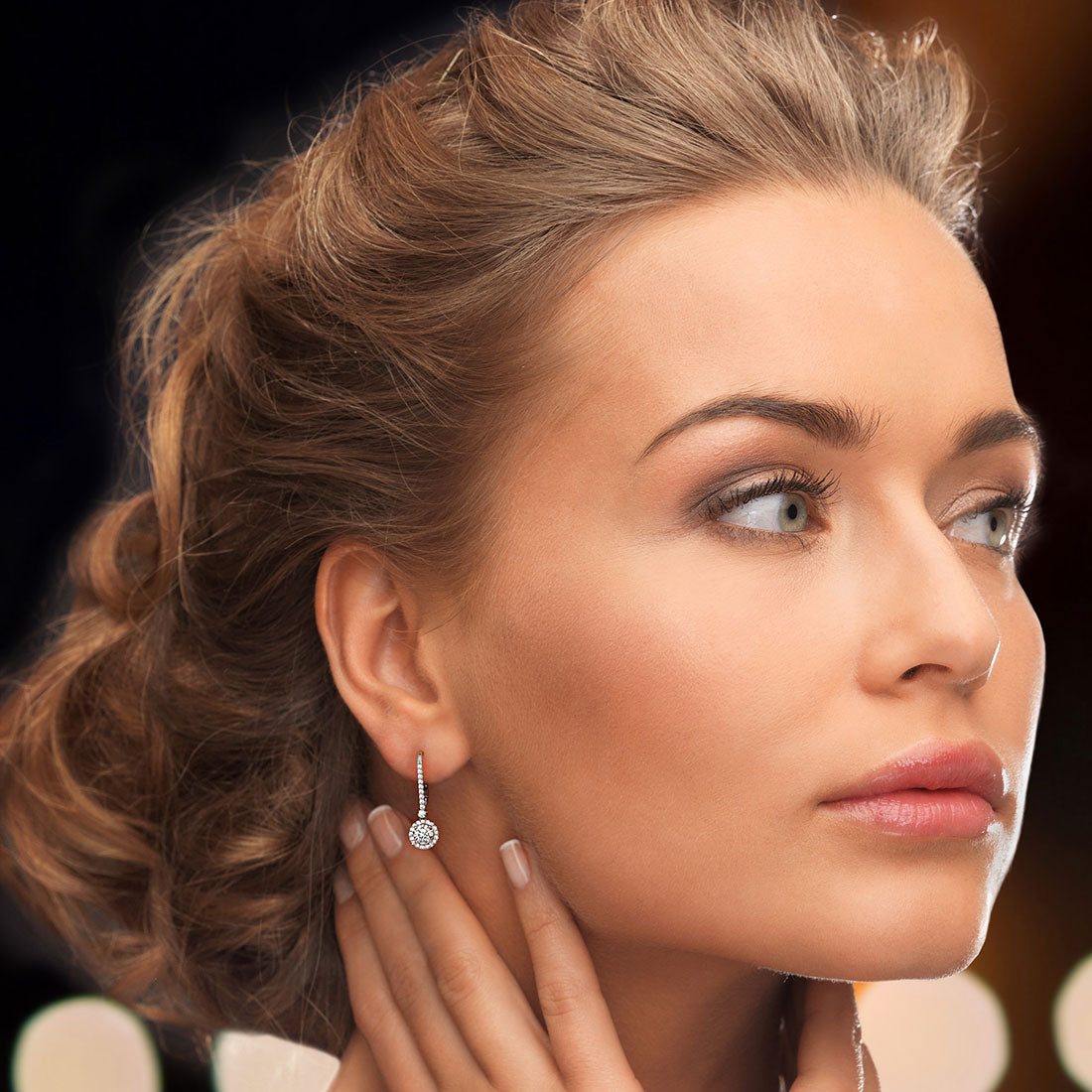 1.45 Carat Round Diamond Leverback Hanging Drop Earrings 18k White Gold