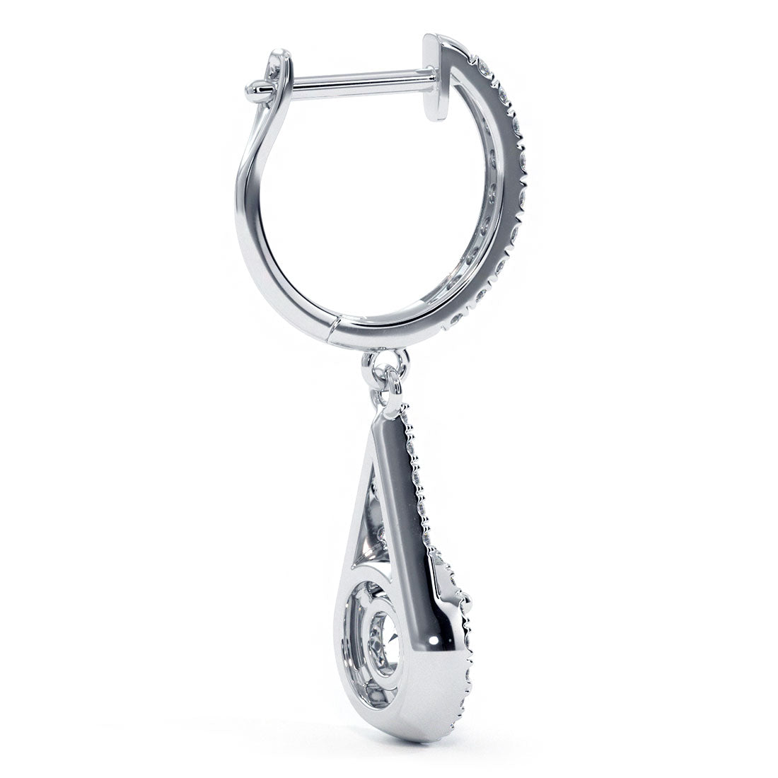 1.55 Carat Round Diamond Leverback Hanging Drop Earrings 18k White Gold