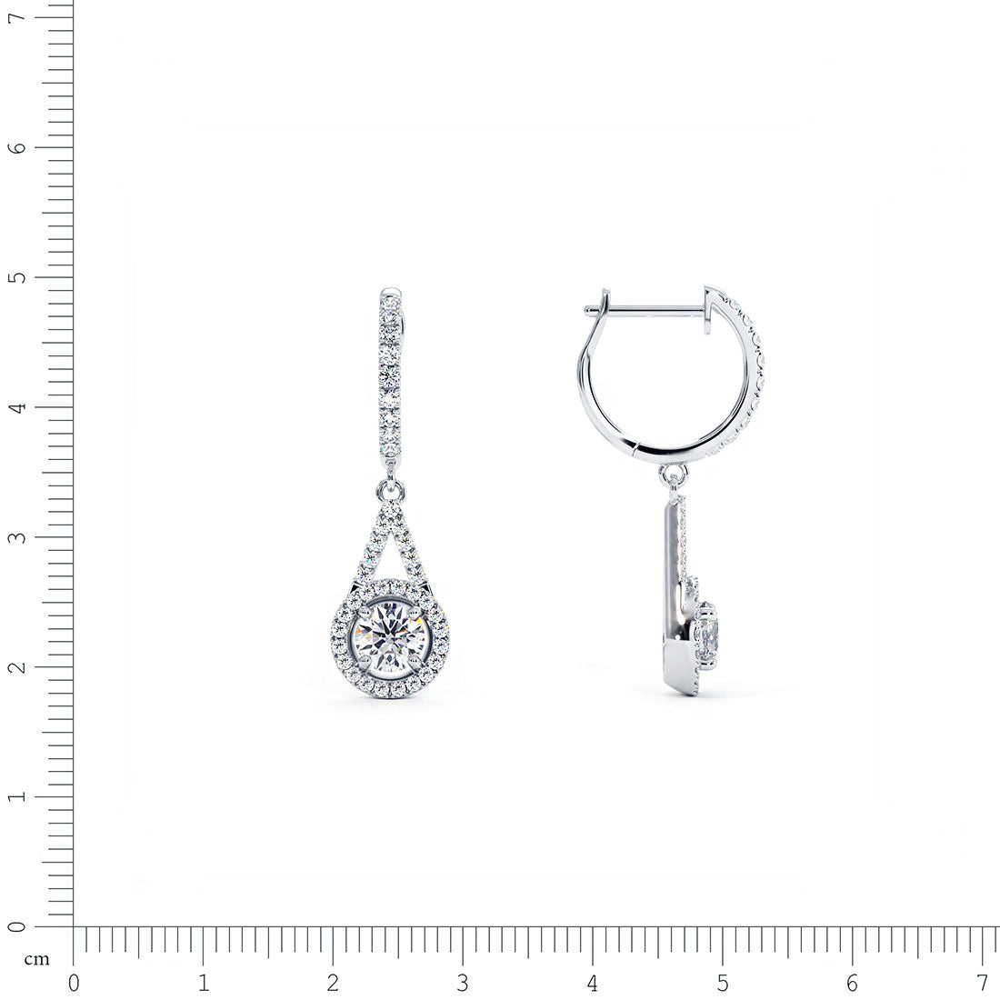 1.55 Carat Round Diamond Leverback Hanging Drop Earrings 18k White Gold