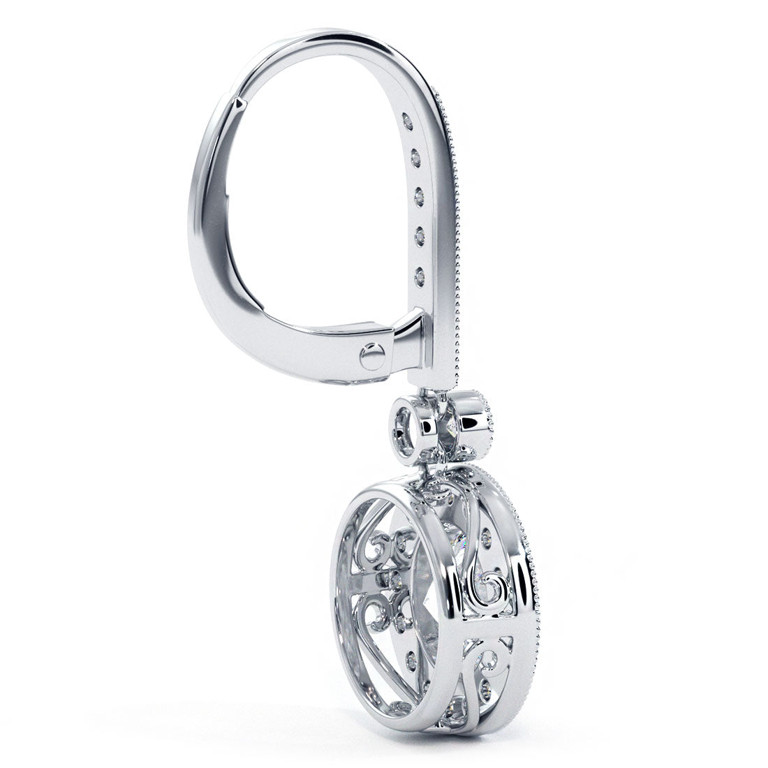 1.94 Carat Round Diamond Leverback Hanging Drop Earrings 18k White Gold