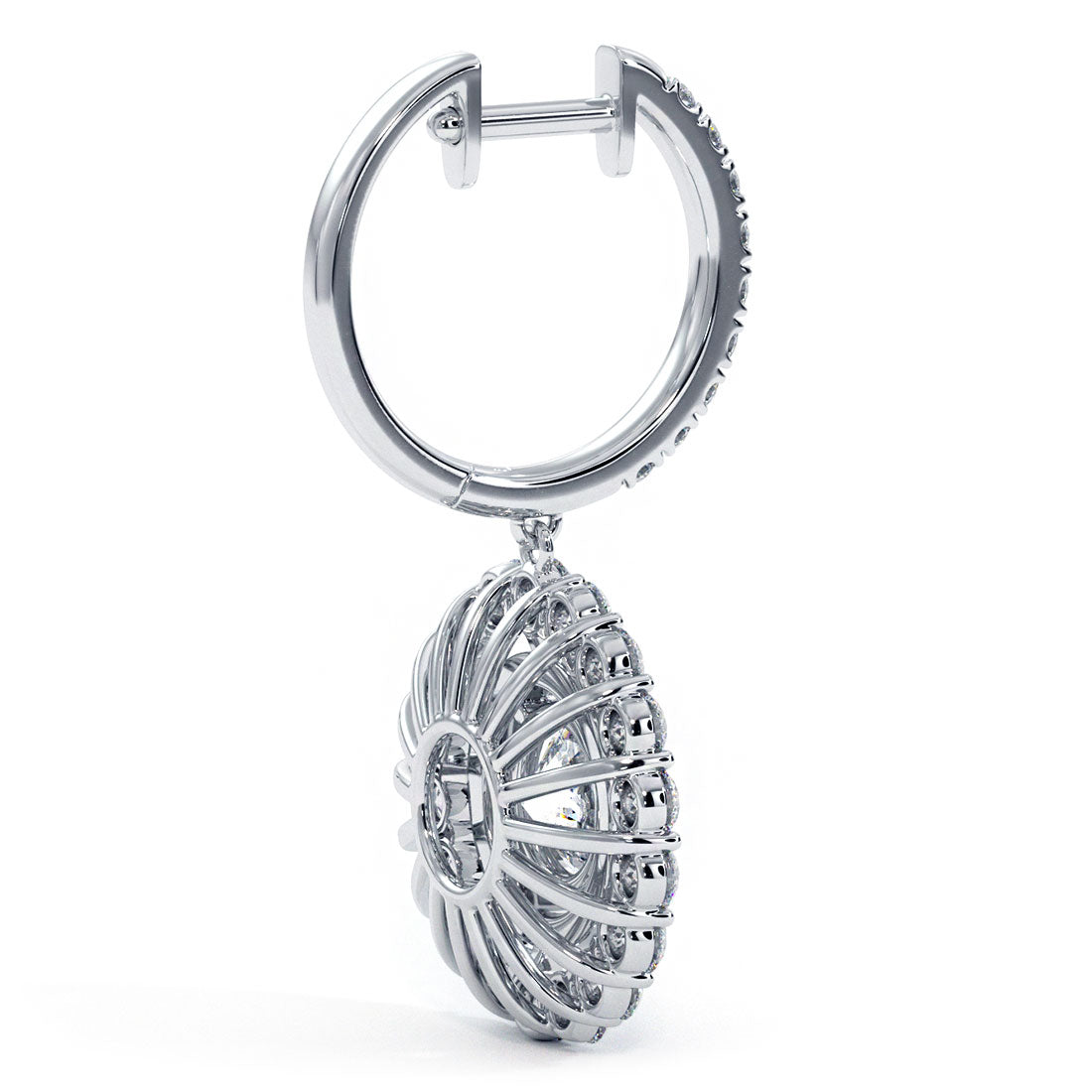 4.10 Carat Round Diamond Leverback Hanging Drop Earrings 18k White Gold