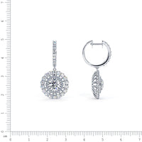 4.10 Carat Round Diamond Leverback Hanging Drop Earrings 18k White Gold