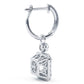 3.85 Carat Princess Cut Diamond Leverback Hanging Drop Earrings 18k White Gold