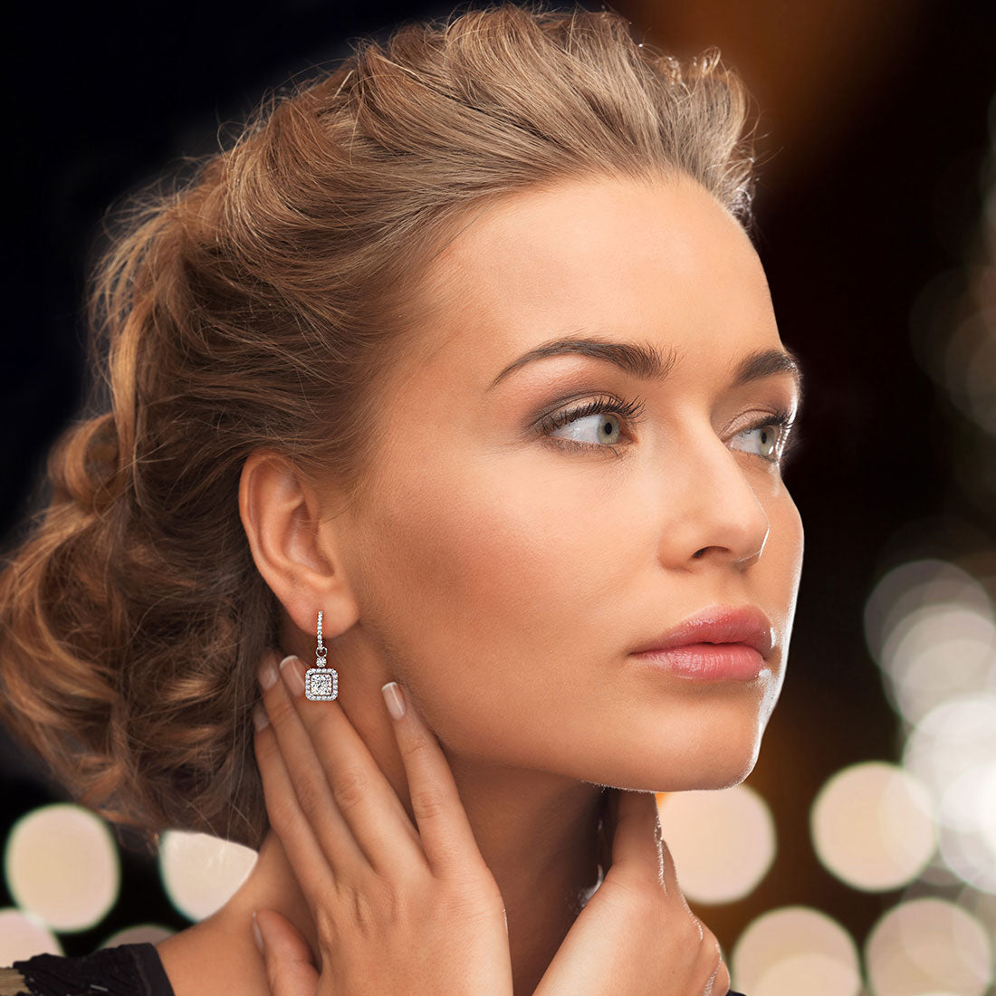 3.85 Carat Princess Cut Diamond Leverback Hanging Drop Earrings 18k White Gold