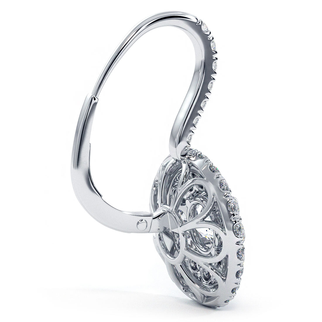 3.80 Carat Round Diamond Leverback Hanging Drop Earrings 18k White Gold