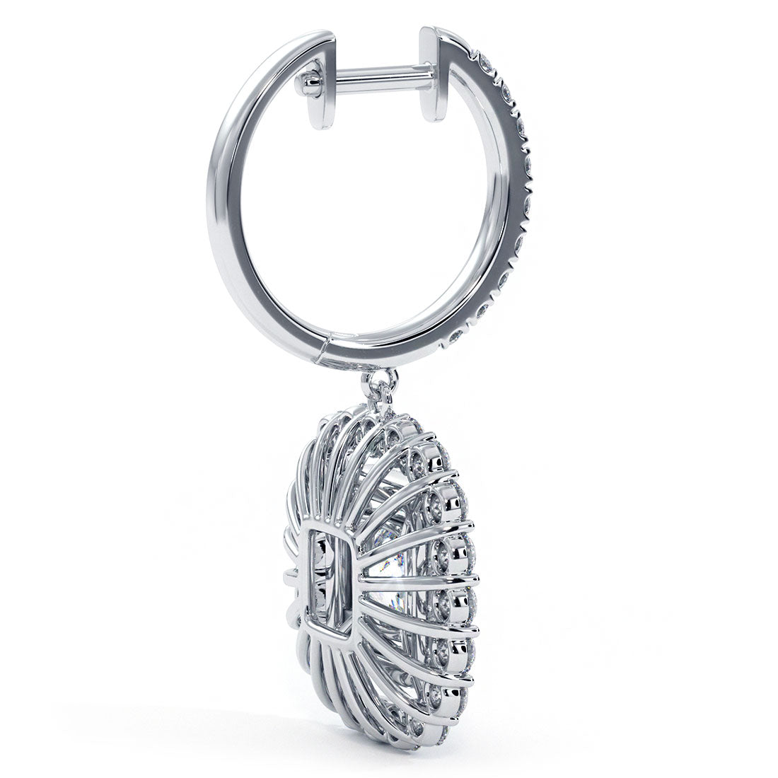 4.20 Carat Round Diamond Leverback Hanging Drop Earrings 18k White Gold