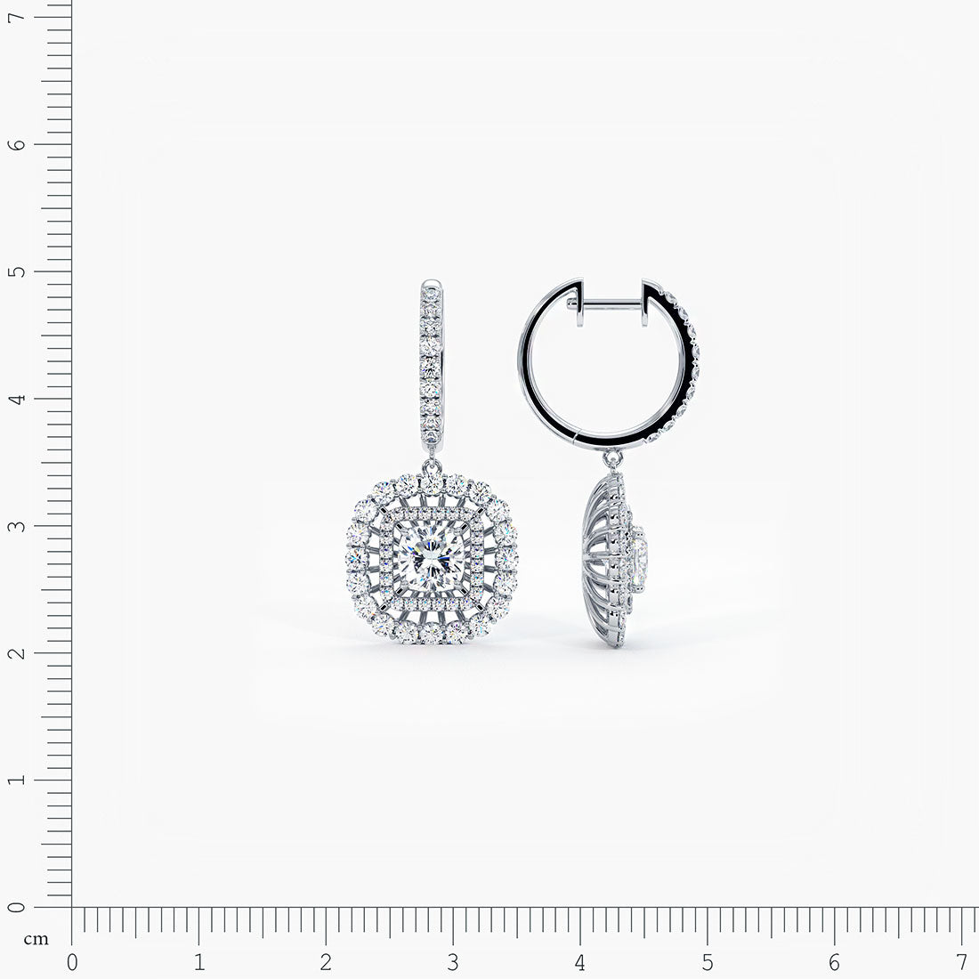 4.20 Carat Round Diamond Leverback Hanging Drop Earrings 18k White Gold