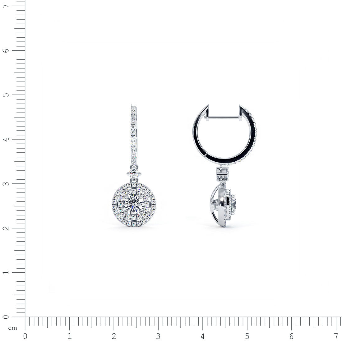 1.36 Carat Round Diamond Leverback Hanging Drop Earrings 18k White Gold