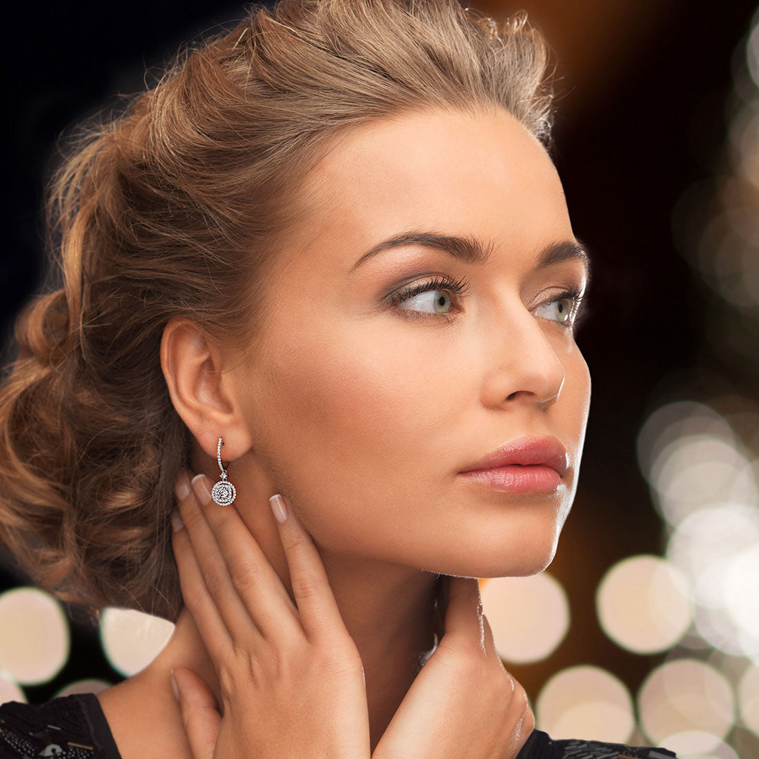 1.36 Carat Round Diamond Leverback Hanging Drop Earrings 18k White Gold