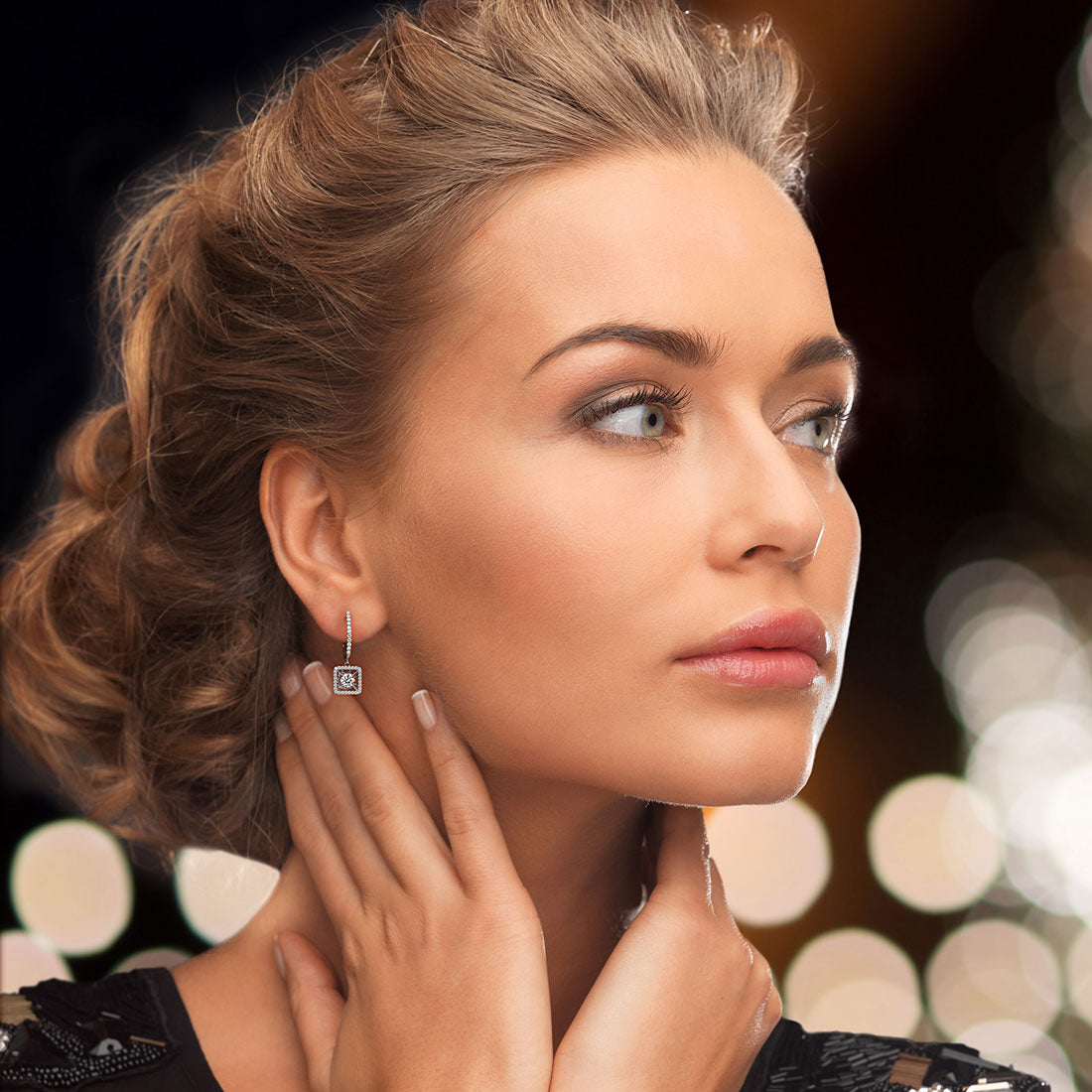 1.06 Carat Round Diamond Leverback Hanging Drop Earrings 18k White Gold