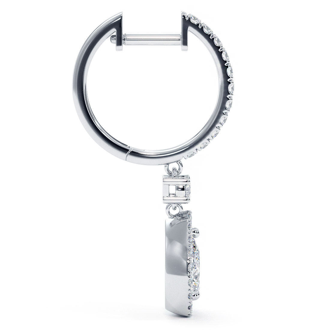 1.65 Carat Pear Shape Diamond Leverback Hanging Drop Earrings 18k White