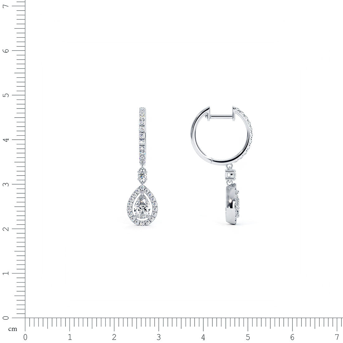 1.65 Carat Pear Shape Diamond Leverback Hanging Drop Earrings 18k White