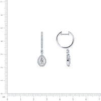 1.65 Carat Pear Shape Diamond Leverback Hanging Drop Earrings 18k White