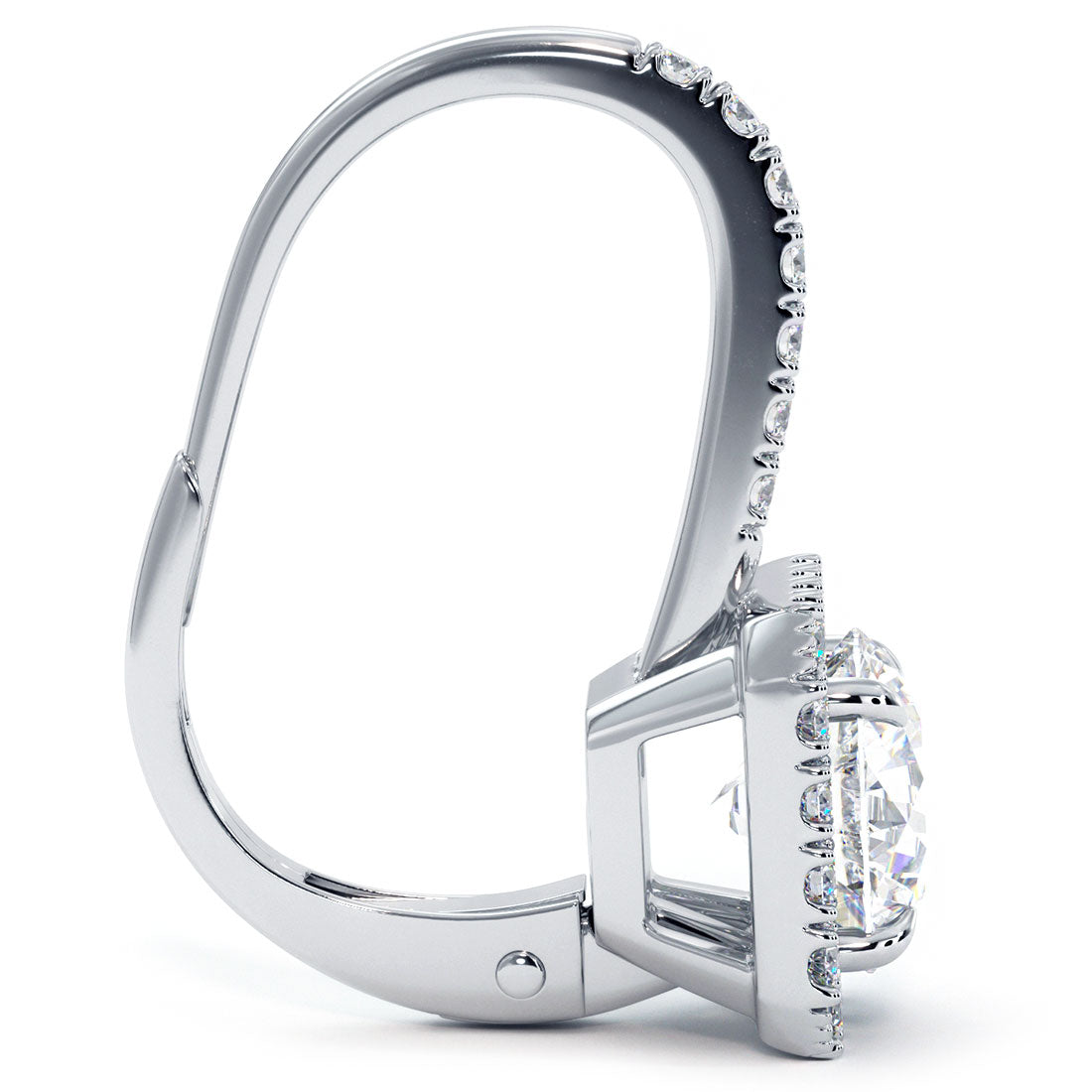 2.00 Carat Round Diamond Leverback Hanging Drop Earrings 18k White Gold