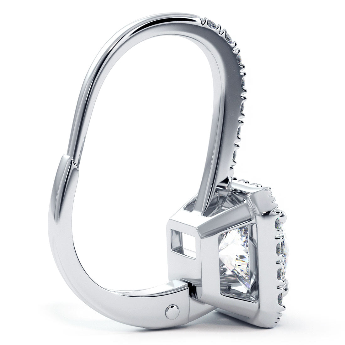 2.00 Carat Round Diamond Leverback Hanging Drop Earrings 18k White Gold