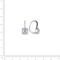 2.00 Carat Round Diamond Leverback Hanging Drop Earrings 18k White Gold
