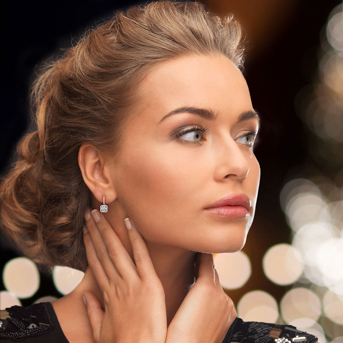 2.00 Carat Round Diamond Leverback Hanging Drop Earrings 18k White Gold