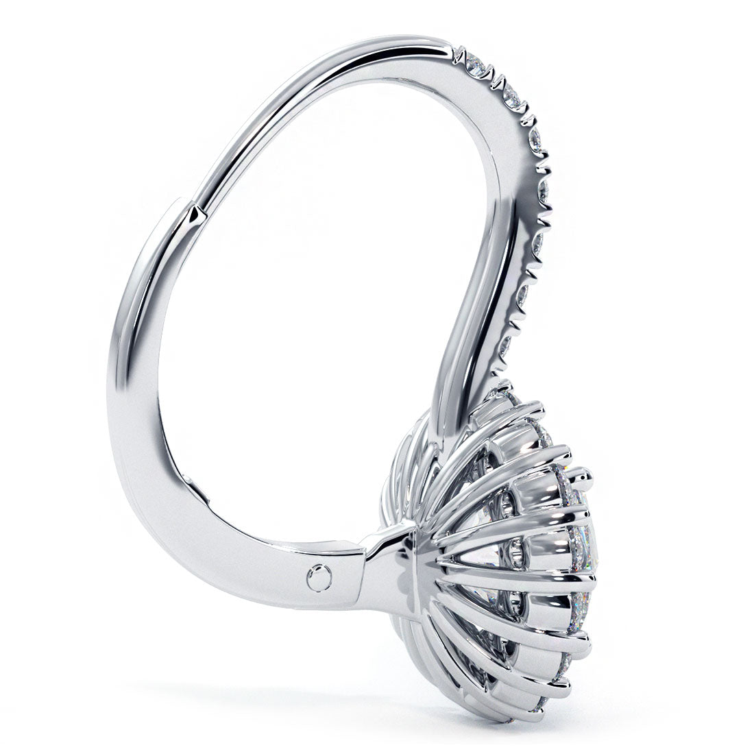 2.53 Carat Round Diamond Leverback Hanging Drop Earrings 18k White Gold