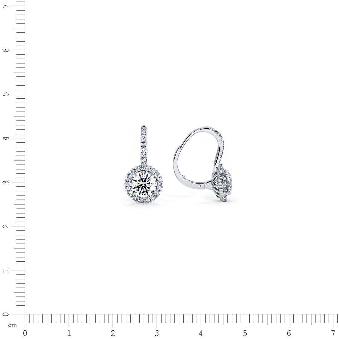 2.53 Carat Round Diamond Leverback Hanging Drop Earrings 18k White Gold