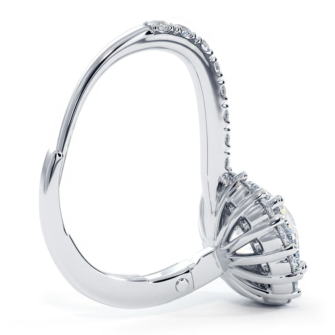 1.42 Carat Round Diamond Leverback Hanging Drop Earrings 18k White Gold