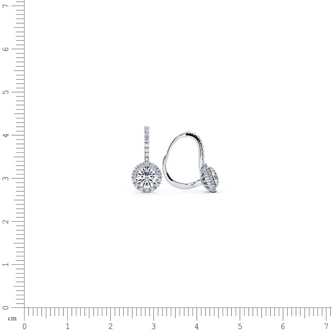 1.42 Carat Round Diamond Leverback Hanging Drop Earrings 18k White Gold