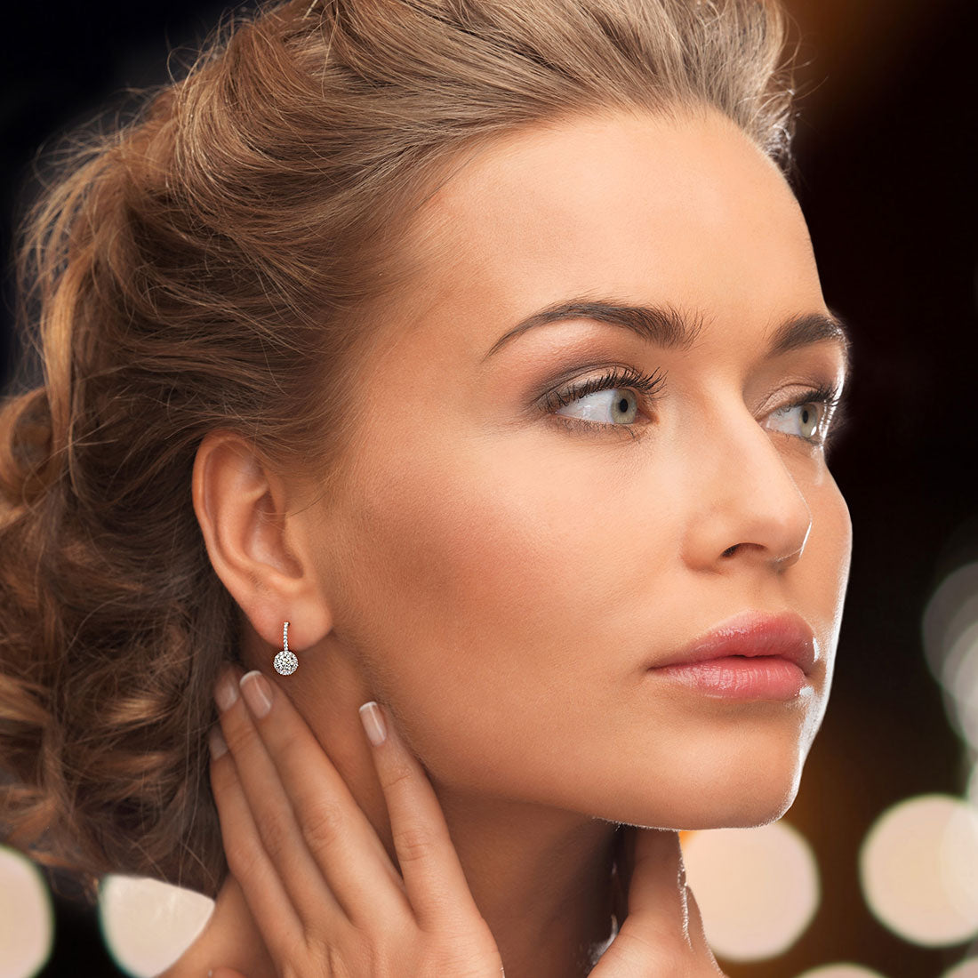 1.42 Carat Round Diamond Leverback Hanging Drop Earrings 18k White Gold