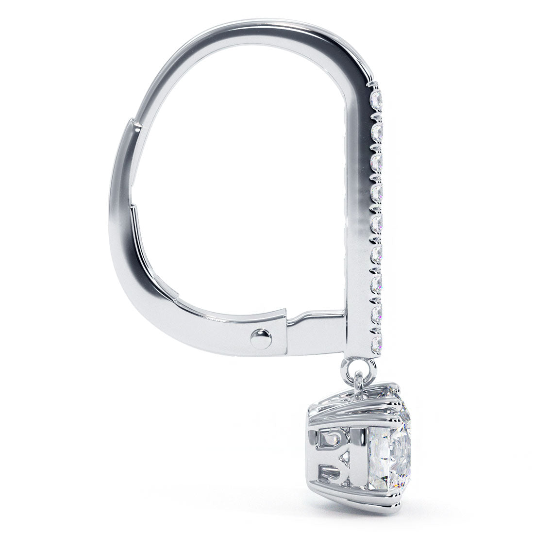 1.66 Carat Round Diamond Leverback Hanging Drop Earrings 18k White Gold