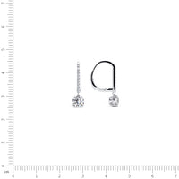 1.66 Carat Round Diamond Leverback Hanging Drop Earrings 18k White Gold