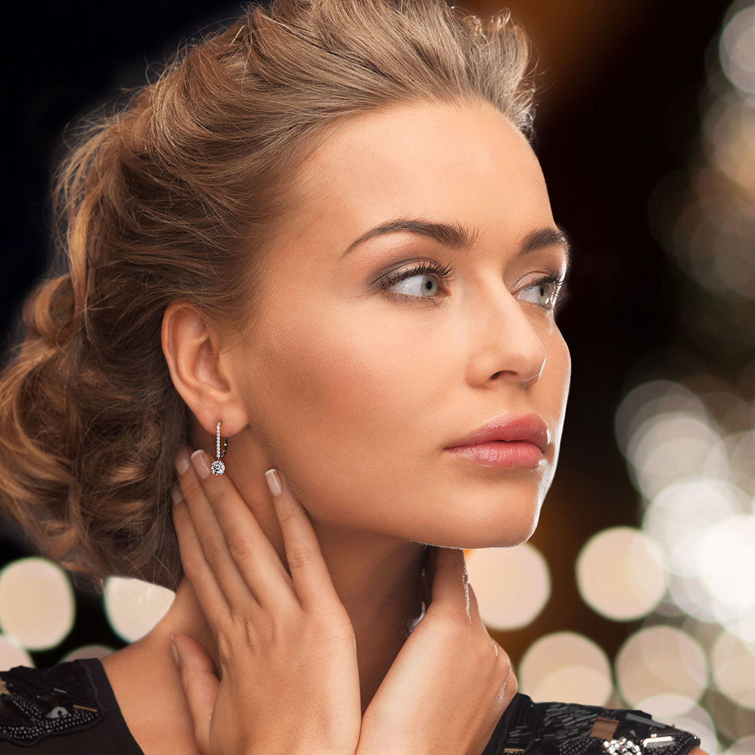 1.66 Carat Round Diamond Leverback Hanging Drop Earrings 18k White Gold