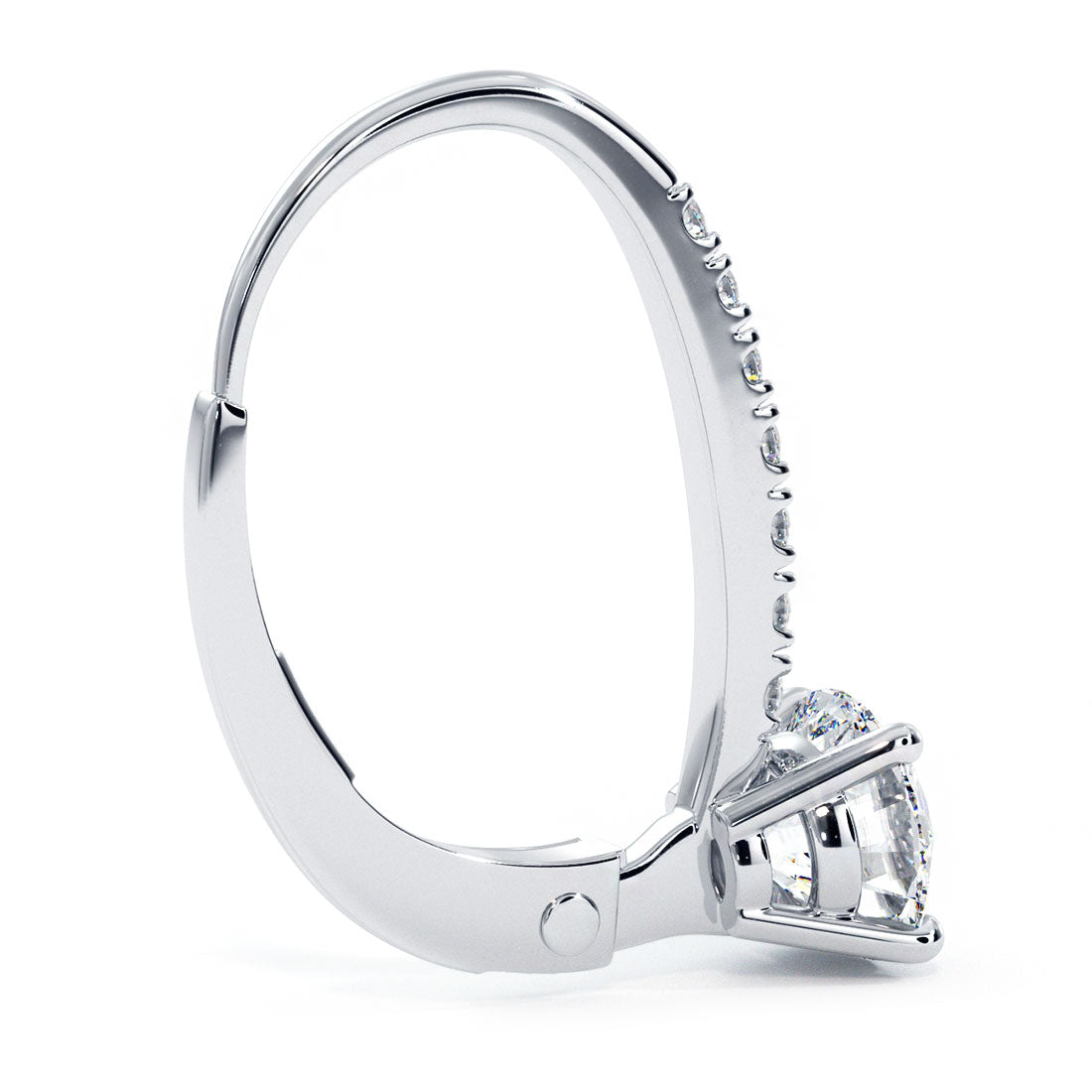 0.95 Carat Round Diamond Leverback Hanging Drop Earrings 18k White Gold