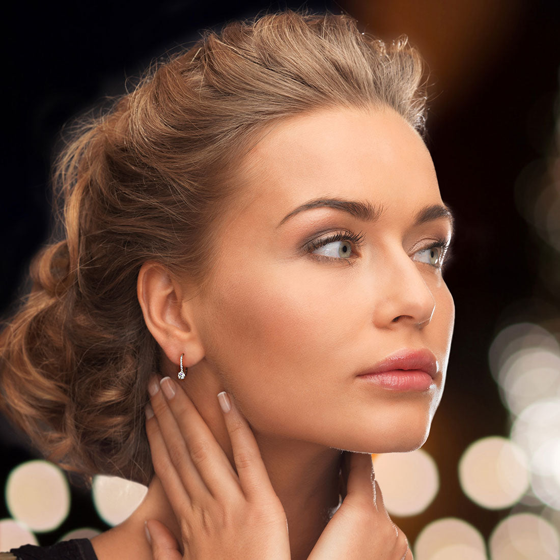 0.95 Carat Round Diamond Leverback Hanging Drop Earrings 18k White Gold