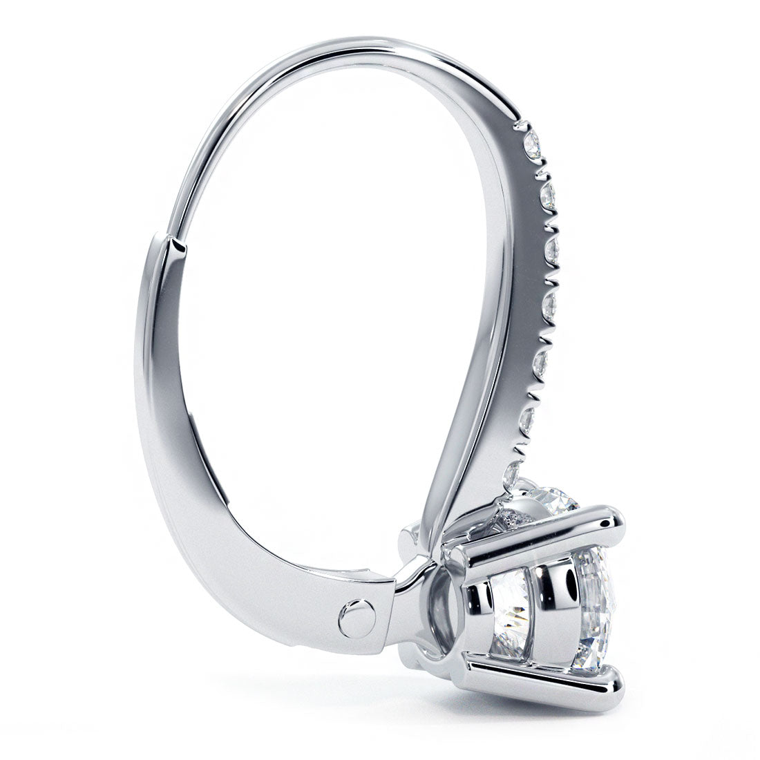 1.95 Carat Round Diamond Leverback Hanging Drop Earrings 18k White Gold