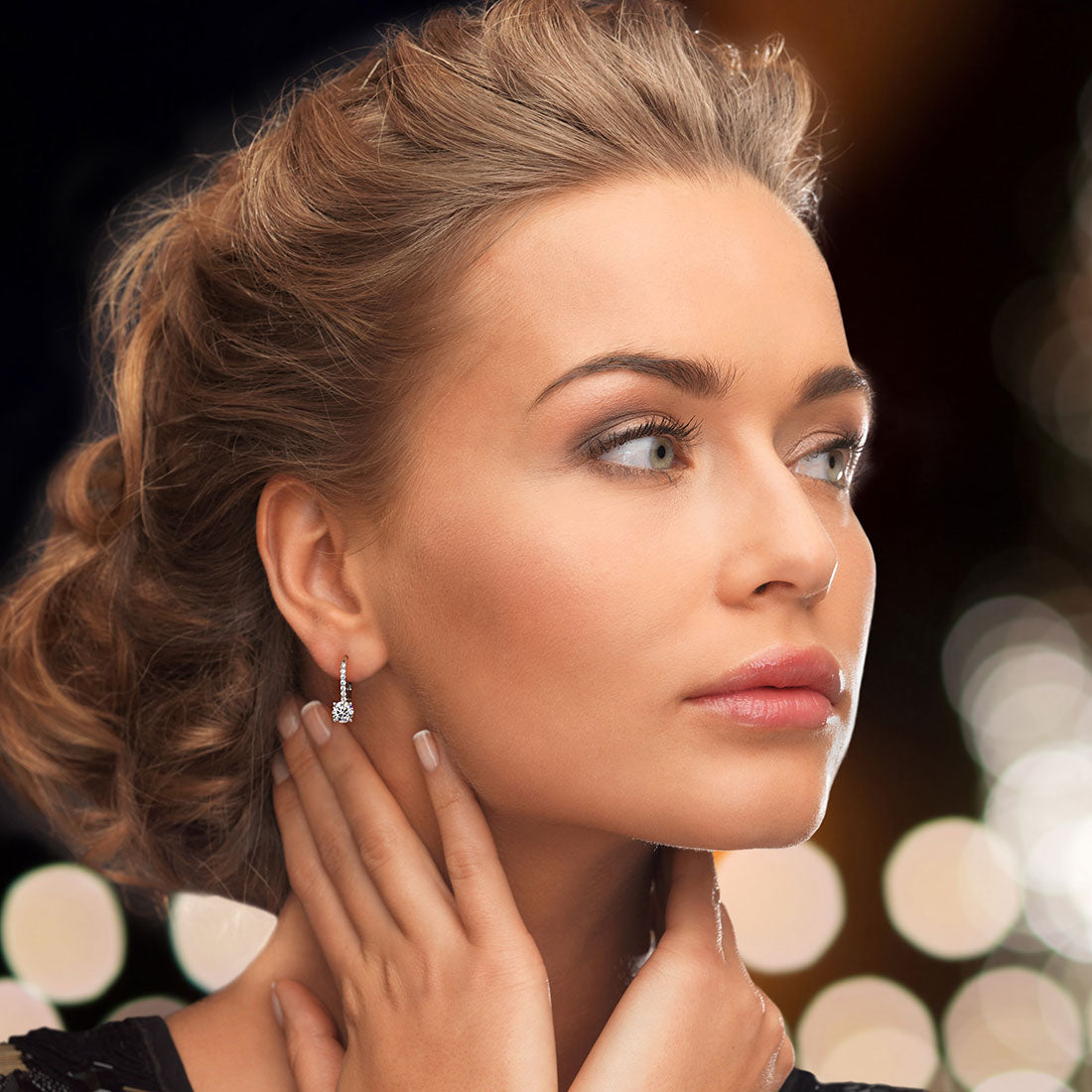 1.95 Carat Round Diamond Leverback Hanging Drop Earrings 18k White Gold