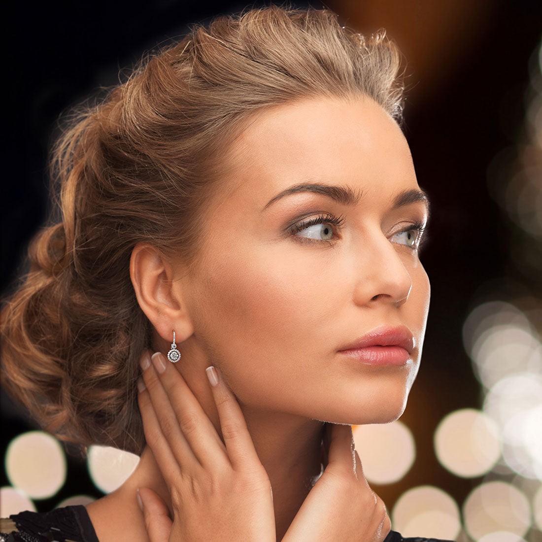 1.74 Carat Round Diamond Leverback Hanging Drop Earrings 18k White Gold