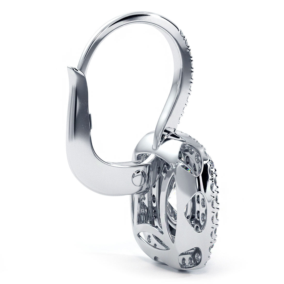 2.45 Carat Round Diamond Leverback Hanging Drop Earrings 18k White Gold