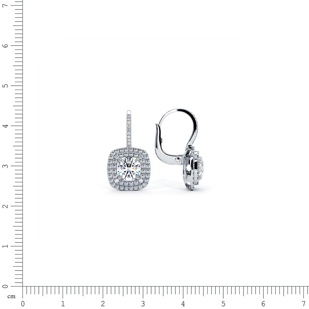 2.45 Carat Round Diamond Leverback Hanging Drop Earrings 18k White Gold
