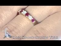 WBAJ-026 - 0.90 CTW Genuine Ruby & Diamond Wedding Band Anniversary Ring 14k Yellow Gold