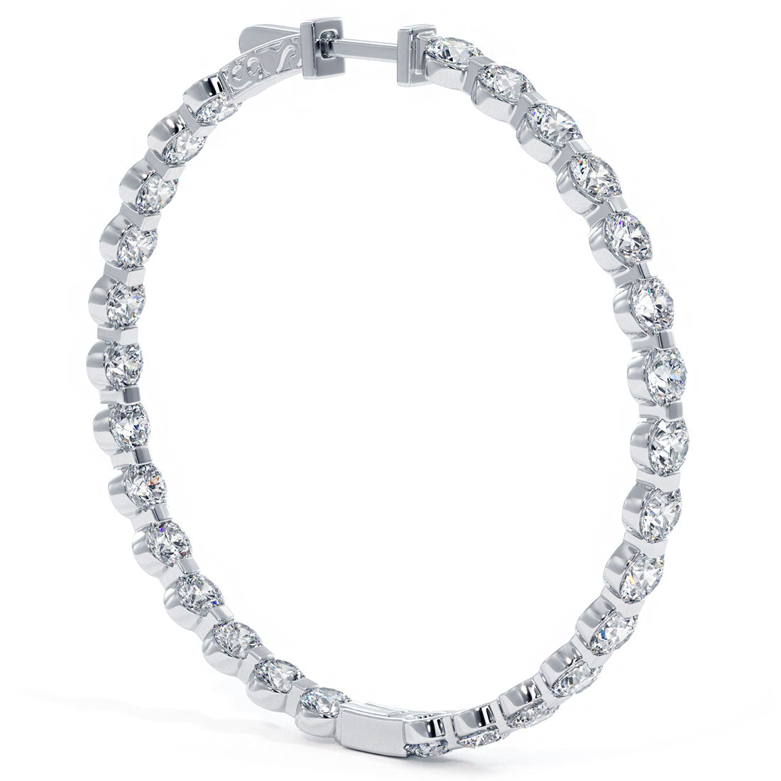 10.00 Carat F-VS-SI Large inside out Diamond hoop earrings 14k White Gold