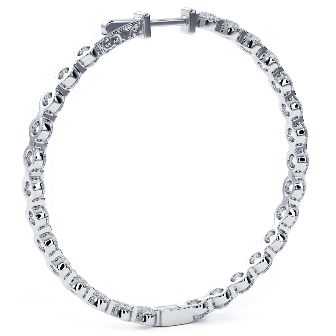 10.00 Carat F-VS-SI Large inside out Diamond hoop earrings 14k White Gold