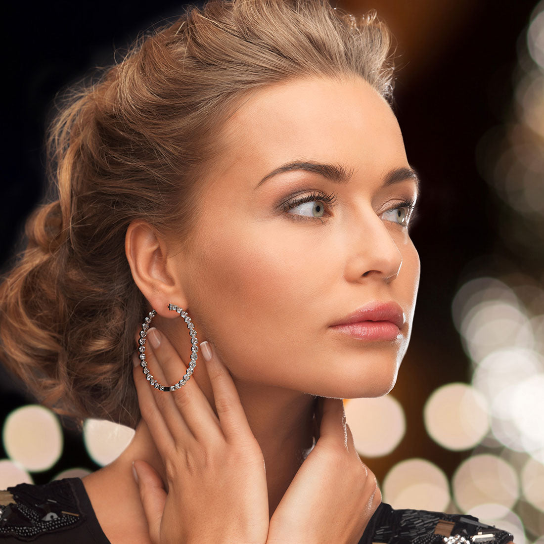 10.00 Carat F-VS-SI Large inside out Diamond hoop earrings 14k White Gold