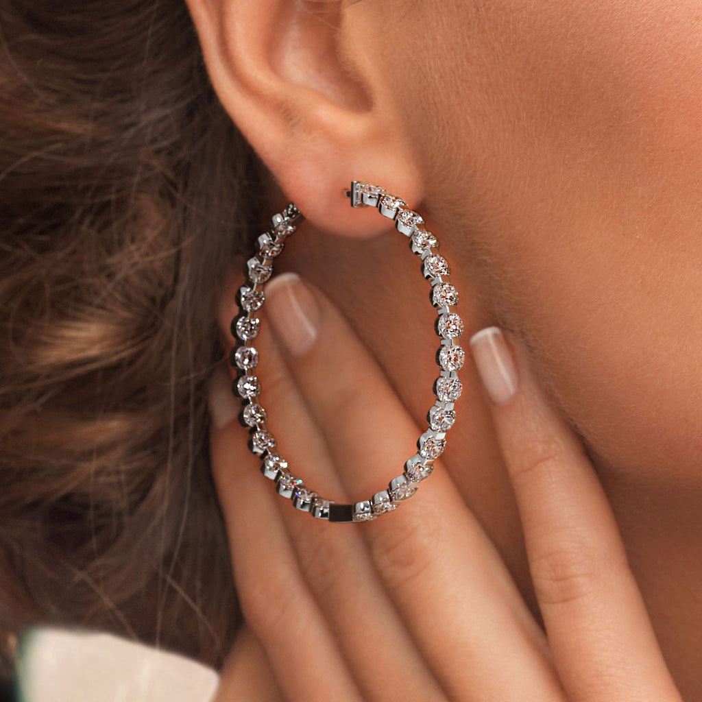Huge diamond hoop earrings Clearance