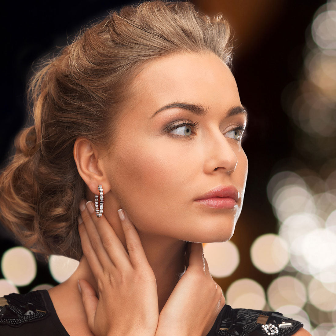 2.55 Carat Large inside out Emerald Cut Cluster Diamond hoop earrings 14k White Gold