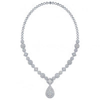 10.50ctw F-VS Pave Pear Shape Diamond Necklace 18k White Gold