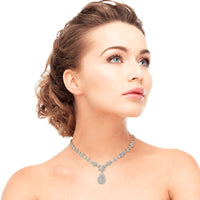 10.50ctw F-VS Pave Pear Shape Diamond Necklace 18k White Gold