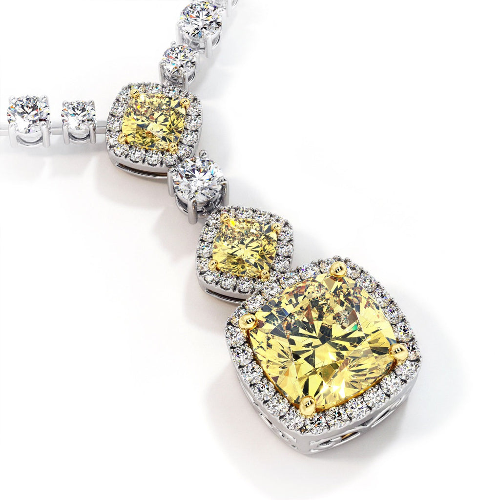 62.30 Carat Fancy Yellow Drop Pear Diamond Necklace -
